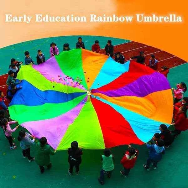 2-6m Child Kid Sports Development Early Education Outdoor Game Rainbow Umbrella Parachute Toy Jump-sack Ballute Play Parachute X260504