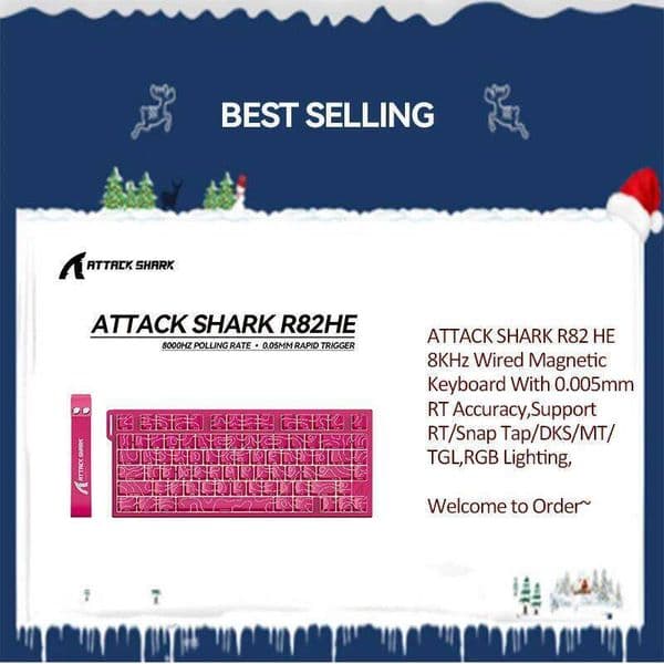 ATTACK SHARK R82 HE Wired 8KHz Magnetic Keyboard With 0.005mm RT Accuracy,Support RT/Snap Tap/DKS/MT/TGL,RGB Lighting S260430 475