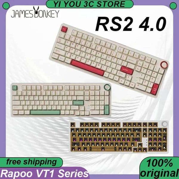 James Donkey RS2 4.0 Mechanical Keyboard Wireless Tri-mode Gasket Hot Swap QMK PBT Laptop Esports PC Gaming Keyboards Office S260430