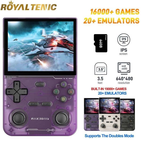 K36 Retro Handheld Video Game Console 500nit 3.5 Inch IPS Screen 16000 Games Emulator PS1/PSP/DC/N64/SS for Adult Child Gift S260504