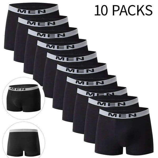 10 Piece Men's Four Season Black Fashionable Casual Basic Versatile Underwear Boxer Plus Size Youth Sports Base Shorts