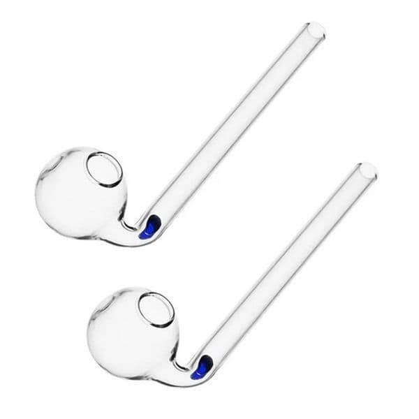 5.5inch Curved Thick Glass Smoking Pipe With 3cm Big Oil Burner Bowl Head Standing Sit Dot Feet Dry Herb Tobacco Pipe