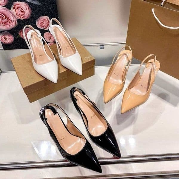 C-L Luxury Designer Shoes 2026 New Ladies Glossy Patent Leather Slingback Pumps, Pointed Toe High Heels for Women Wedding Office Shoes Gift Plus Size 35-42