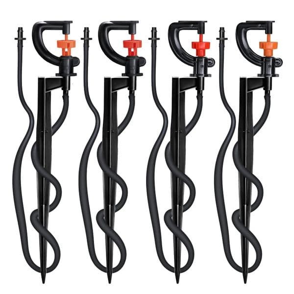 5pcs 360 Rotating Micro Watering Irrigation Sprinkler Sprayer with 21cm Stake 14 Barb Connector Lawn Farm Greenhouse Plant 260429