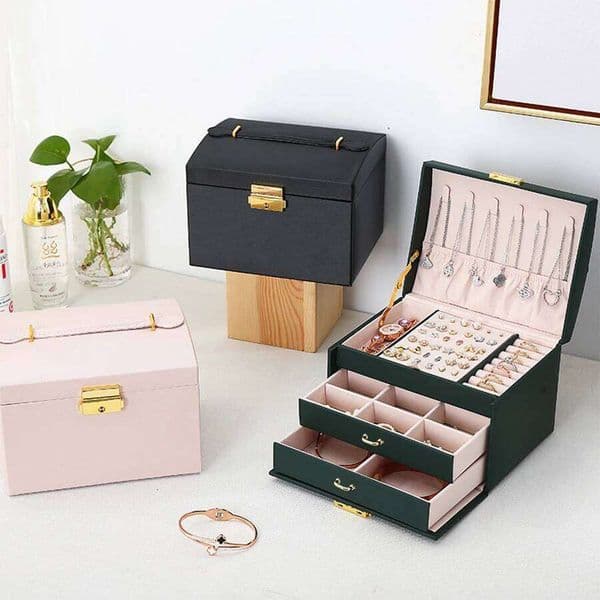 1PC, lock arch three-layer box, suitable for all kinds of jewelry storage 26Y0504