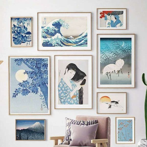 Vintage Hokusai Waves Mount Fuji Japanese Women Art Canvas Painting Japan Posters and Prints Wall Picture Living Room Decor 26H0504