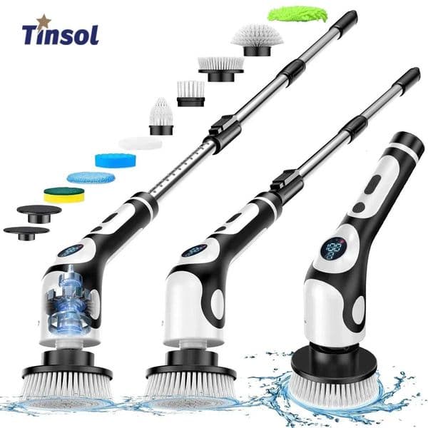 TINSOL 11-in-1 Multifunctional Electric Cleaning Brush Voice Rechargeable Smart Rotary Cleaning Brush Kitchen Cleaning Brush X260504