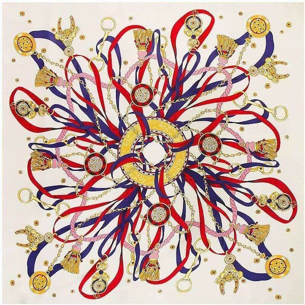 2026 130*130cm Twill Silk Scarf Women Luxury Chain Print Beach Shawl Square Bandana Kerchief Femme Fourlard Echarpes Stoles 26H0504