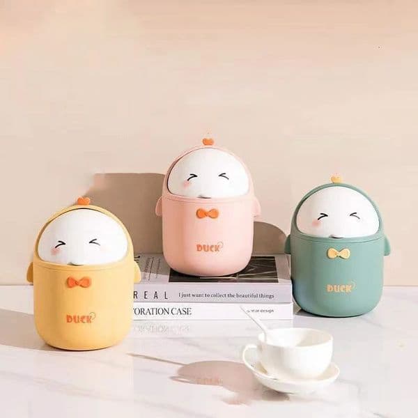 Mini Desktop Trash Can With Lid Portable Cute Cartoon Bin Bedroom Organizer Office Car Small Stationery Storage 260429