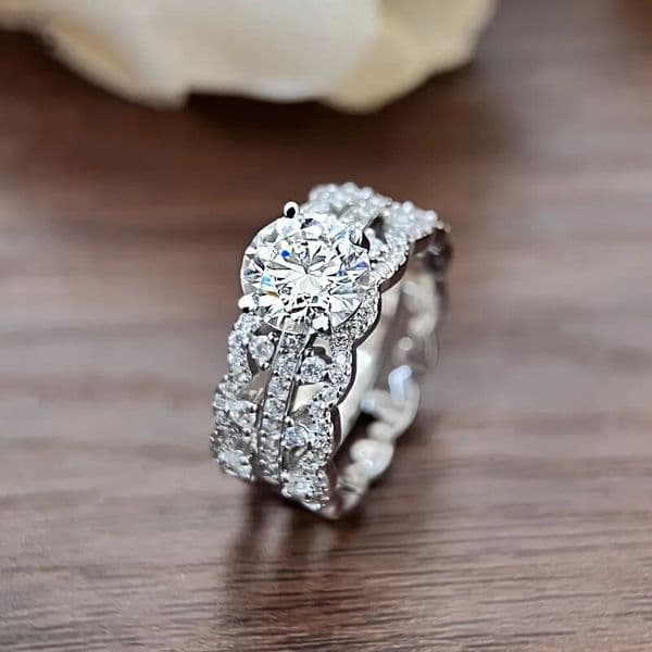 Vintage Wedding Bridal Ring Cubic Zirconia Diamond Engagement Band for Women Best Anniversary Promise Valentines Jewelry Gift for Her Wife Mother Birthday