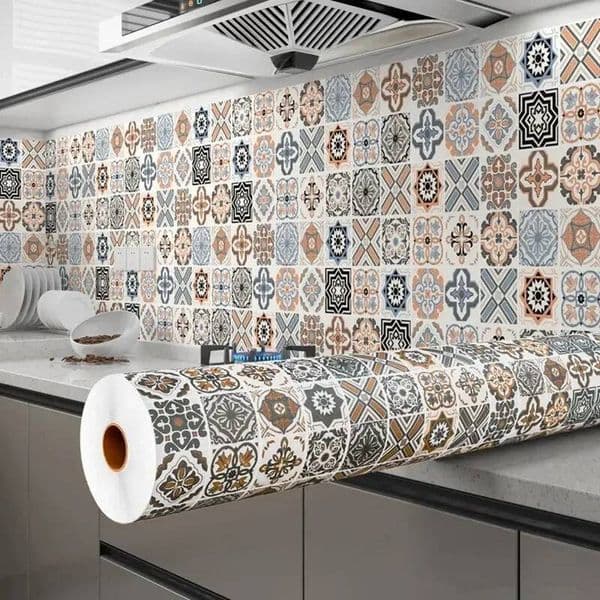 40Cm Oil Proof Kitchen Tile 3D Waterproof Vinyl Cabinet Wallpaper Furnitur Wall Stickers Self Adhesive Papel De Parede Bathroom