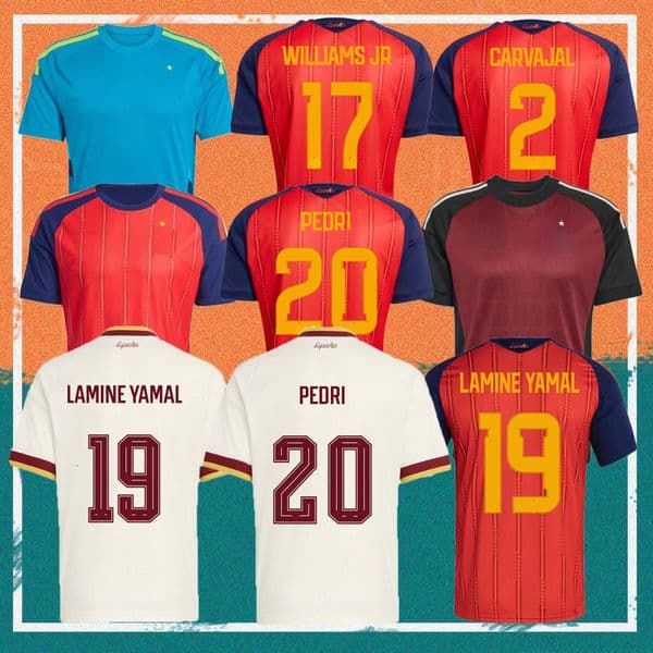 2026 Spain LAMINE YAMAL Soccer Jerseys 2025 2026 Home WILLIAMS JR MORATA FABIAN MERINO OLMO Spanish Espana Football shirt RODRIGO PEDRI CARVAJAL kids kit uniform