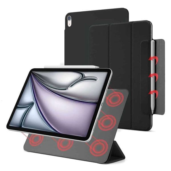 2026 For Pro 13 M5 M4 11 M3 M2 12.9 Powerful Magnetic Attachment Slim Trifold Stand Case for iPad Air 5 10th 26Y0504