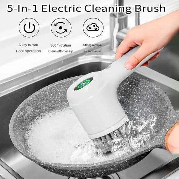 New5-in-1 electric handheld rotating cleaning brush with 5 replaceable brush headskitchen utensilsshoe uppersand gap cleaning X260504