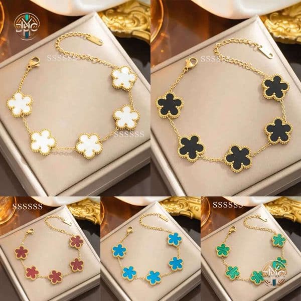 18K Gold Plated Classic Fashion Charm Bracelet Four-leaf Clover Designer Jewelry Elegant Mother-of-Pearl Bracelets For Women Men Top High Quality Gift