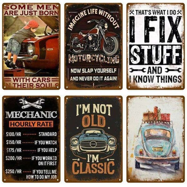 Retro Wall Art Mural Aesthetic Room Home Decor Items Poster Vintage Metal Plate Garage Decoration Tin Sign Plates Bar 26H0430