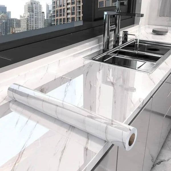 60Cm/80Cm Marble Self Adhesive Peel And Stick Wallpaper Kitchen Bathroom Contact Paper Modern Waterproof Wall Stickers