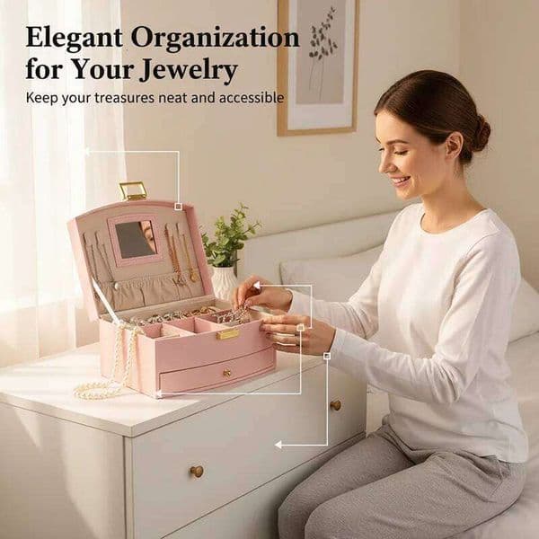 Handheld luxury jewelry multi-layer drawer storage box, used for classifying and storing rings, earrings, necklaces 26Y0504