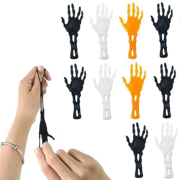 15Pcs Halloween Catapult Ghost Hands Launcher Toy Stress Relieving Funny Palm Sticky Catapult Soft Slingshot Toy Birthday Party X260504