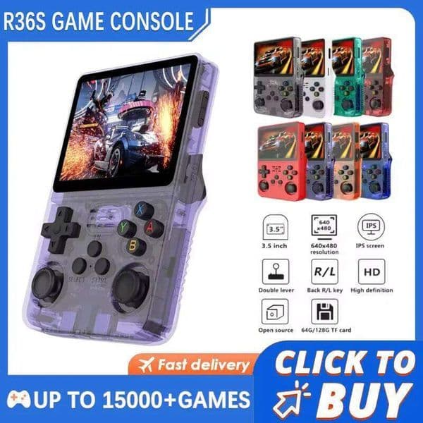 2026 New R36S Retro Game Console Linux System 128GB 20000 Games 3.5-inch IPS Screen Mini Portable Handheld Video Player S260504