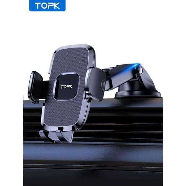 TOPK 2023 New Universal Sucker Phone Holder 360° Windshield Car Dashboard Mobile Cell Support Bracket for Smartphones