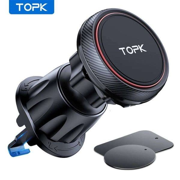 TOPK Magnetic Mount in Car Holder Air Vent Magnetic, 6 N52 Magnets Universal Mobile Phone Holders for iPhone 15