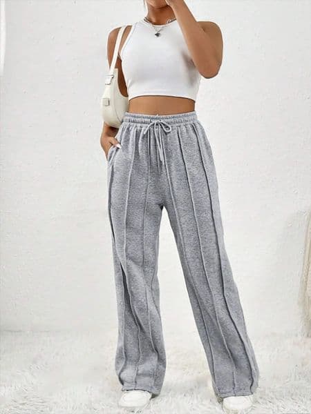 European and American womens casual fashion sweatpants with drawstring vertical stripes straight leg sports pants for women 260428