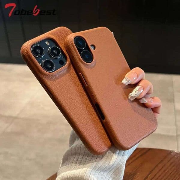 Luxury Matte Leather Phone Case For iPhone 16 15 14 Plus 13 12 11 Pro Max XR XS Lens Protection Shockproof Soft Silicone Cover 26L0505