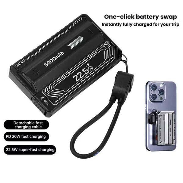 New Portable Fast Charging Removable Lithium Battery 22.5W Super 5000 Comes with Cable Mobile Power Bank