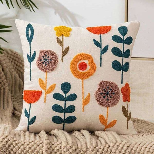 Pillow Case Flower Embroidery Pillowcase Throw Pillow Cover Nordic Pastoral Retro Cushion Covers Home Living Room Sofa Couch Seat Decoration 26L0505