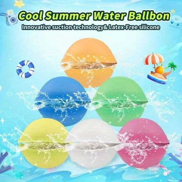 12Pcs Self-Absorbing Water Balloons Reusable Self-Adhesive Water Balloons for Swimming Pools and Beach Play Kidsrens Outdoor Silicone Water Fight Toys X260504