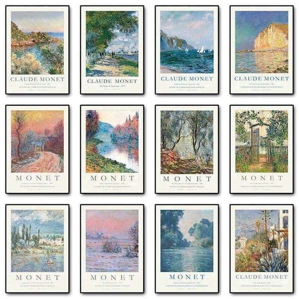 Vintage Claude Monet Abstract Landscape Exhibition Posters and Prints Canvas Painting Wall Art Pictures for Room Home Decor 26Y0505
