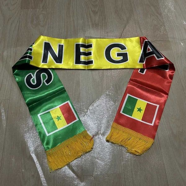 Senegal Scarf 14x135cm Double-sided Printed Senegal Flag Satin Scarf Suitable for 2026 world cup Sports Events X260504
