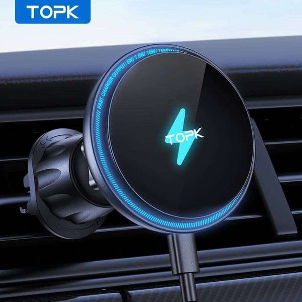 TOPK Magsafe Holder Charger 15W Fast Wireless Magnetic Car Phone Mount Air Vent for iPhone 16/15/14/13/12