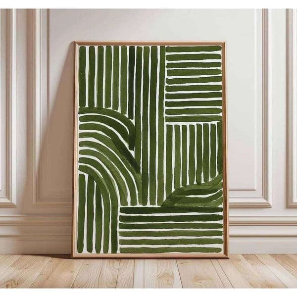 Green Abstract Line Art Print Modern Minimalist Geometric Poster, Contemporary Wall Decor, Mid Century Inspired Artwork 26Y0505
