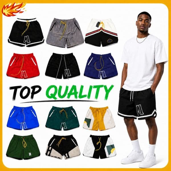 rhudlyshorts mens shorts designer rhhude shorts summer fashion beach pants men high quality street draw rope 3m letter reflective hiphop Shorts US size S-XL TOP1