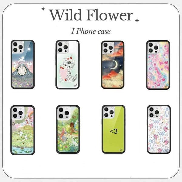 Wildflower 3D Ins butterfly Phone Case for iPhone 14 13 12 Pro Max Plus 16pro 15pro WF Cute Cartoon Cover Funda case 16 15 26H0505