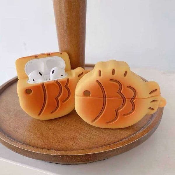 Nice Emulational Taiyaki 3D Cartoon Silicone Soft Headphone Case for Airpods pro pro2 1 2 3 4 Bag With Hook Buckle 26W0505