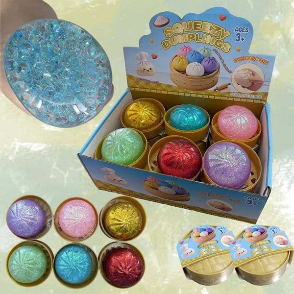 Mini Squishy Dumpling Restic Bun Sensory Fidget Toys Colo Glitter Bun Decompression Ball Small Squeezable ToysT260505 Y2605222
