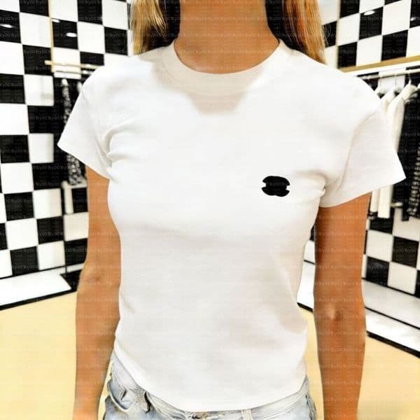 women designer clothes t shirt Women's 2026 Summer Silicone gel Logo Slim Fit T-Shirt Casual Streetwear Daily Outing Soft Cotton Fashion Top