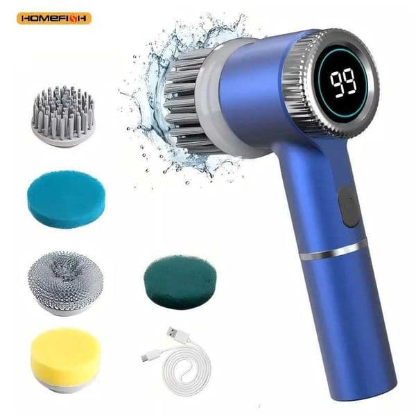 Electric Spin Scrubber With 5 Replaceable Brush Head Three-speed Adjustable Handheld Rechargeable Shower Scrubber X260504