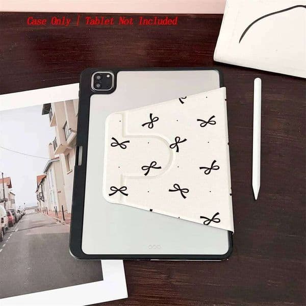 Simple Fresh 360 Rotating iPad Book Cover with Pen Slot & Sun Pattern, Fits Multiple Models 26Y0505