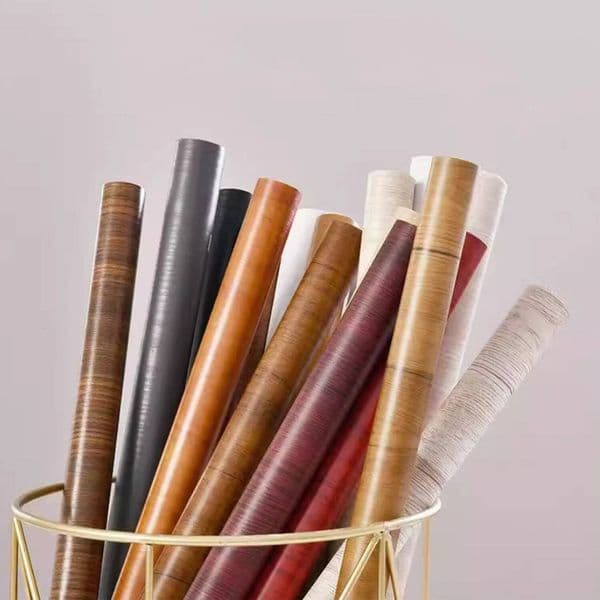 50Cm Wide Wood Grain Home Decor Furniture Waterproof Vinyl Wall Self Adhesive PVC Wallpaper Kitchen Cabinet Door Sticker