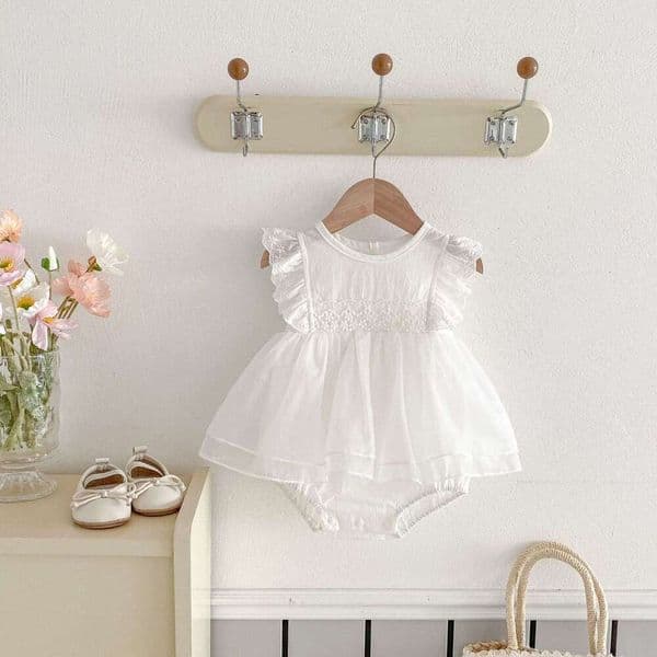 2026 New Summer Korean Style Baby Girls Dress Lace Sweet Princess Dress for 1 Month to 1 Year Old