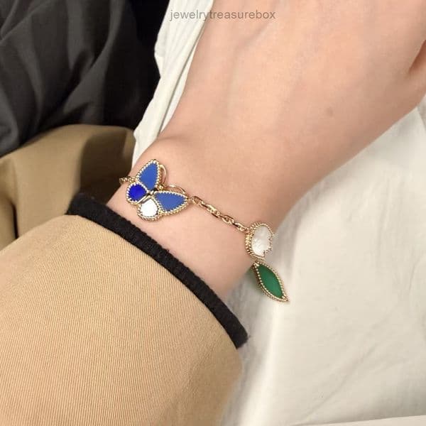 Vanlism Cleef Bracelet Clover designer Blue Butterfly Bracelet Women V-plated Four-leaf Clover Ladybug Bracelet