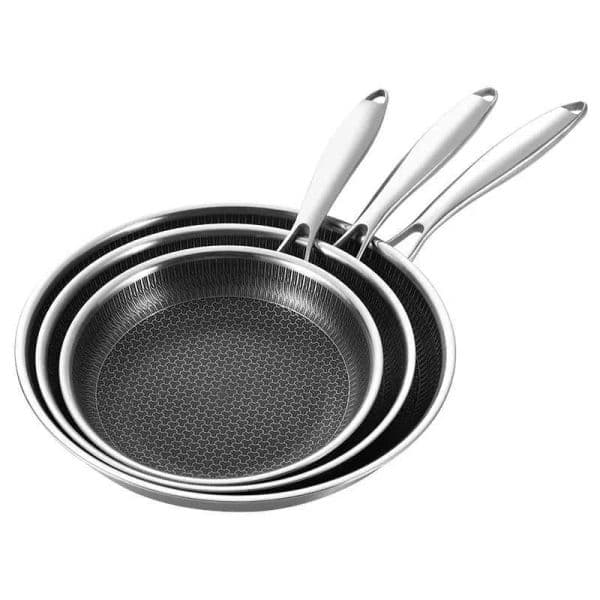 Honeycomb Non-Stick Stainless Steel Frying Pan Induction Compatible PFOA-Free Scratch-Resistant Dishwasher Safe Kitchen Skillet Y260522