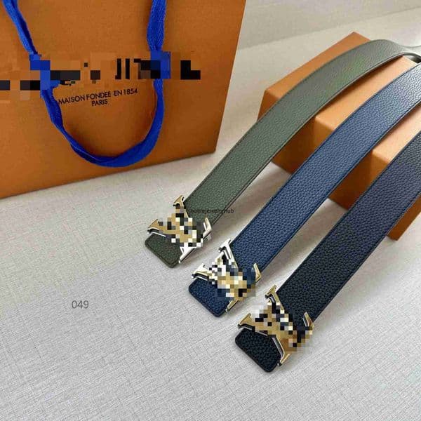 Louis VS lvs new mens leather belt wide version business casual black waist belt for men