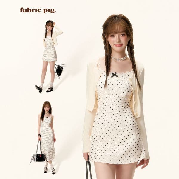 Bestseller Polka Dot Strap For Women, Spring Outing Outfit, Slim-Fit Short Dress Ddmysat