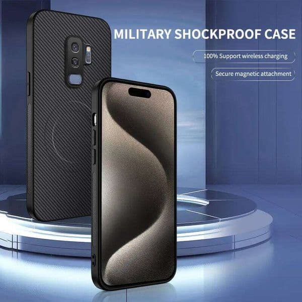 Carbon Fiber Texture Wireless Charging Magnetic Case For Galaxy S9 Plus S9Plus ShockProof Phone Cover 26L0505