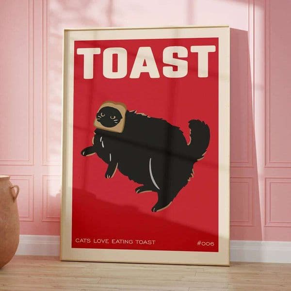 Black Breakfast Toast Lover Gift Cat Doing Things Bread Quotes Wall Art Canvas Painting Posters For Kitchen Room Home Decor 26H0505